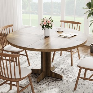 ODK Round Dining Table, Wood Kitchen Table, Dinning Room Tables for 4-6 People, Dinner Table with Wooden Tabletop and Legs for Dining Room Living Room - 1 of 4