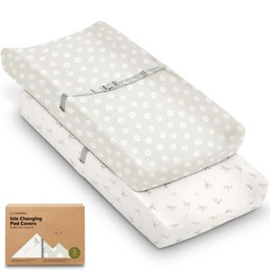 2pk Isla Changing Pad Covers for Girl, Boy, Soft Contoured Diaper Changing Table Pad Cover Sheets Neutral - 1 of 4