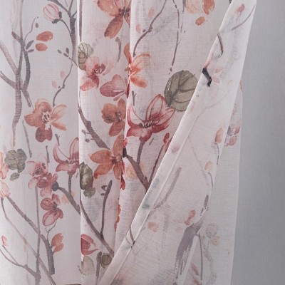 Amelia Rose Floral Sheer Grommet Curtain Panels 54" x 84"
