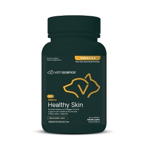 VetriScience Omega Healthy Skin Capsule for Dogs & Cats, Fish Flavor, 90 Count Bottle - 1 of 3