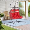 2 Person Hanging Double Swing Chair, Patio Hanging Egg Chair, Basket Swinging Chair, With Stand Patio Wicker Egg Chair - 3 of 4