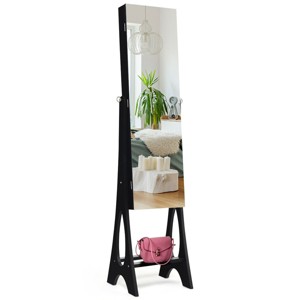Tangkula LED Mirrored Jewelry Cabinet Armoire Free Standing Dressing Organizer - 1 of 4