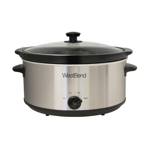 West Bend Large Slow Cooker, 6 Qt. Capacity, in Brushed Stainless Steel