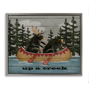 Stupell Industries Up A Creek Woodland Cabin Canoe Floating Frame Canvas Art - 1 of 4