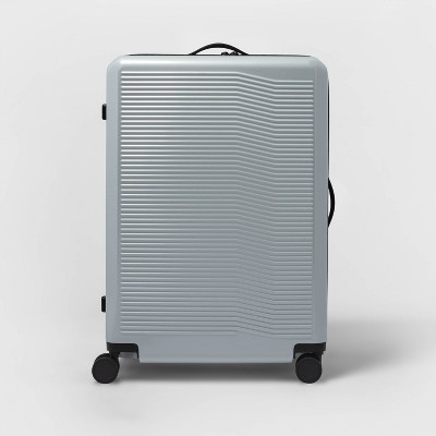 Signature Hardside Large Checked Spinner Suitcase Gray - Open Story™