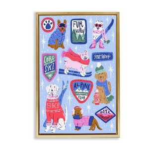 Stupell Industries Winter Ski Dogs Collage Floating Frame Canvas Art - 1 of 4