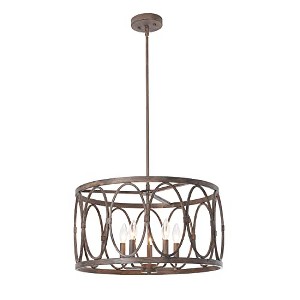 Chloe Lighting Navy Farmhouse 5 Light Antique Wood Finish Ceiling Pendant 21" Wide - 1 of 4