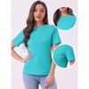 Allegra K Women's Casual Round Neck Basic Textured Summer T-Shirt - 2 of 4