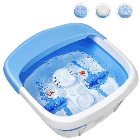 Foot Spa Tub with Bubbles and Electric Massage Rollers for Home Use - Blue