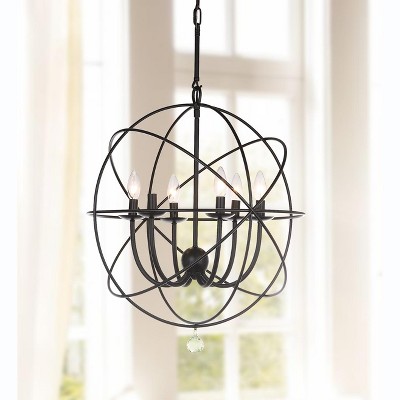 Foucault-Inspired Mini Black Metalwork Chandelier