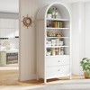 MOEPISY 71inch Tall Arched Cabinet - Arched Bookcase/Bookshelf with 2 Drawers & Adjustable Shelves - 2 of 4