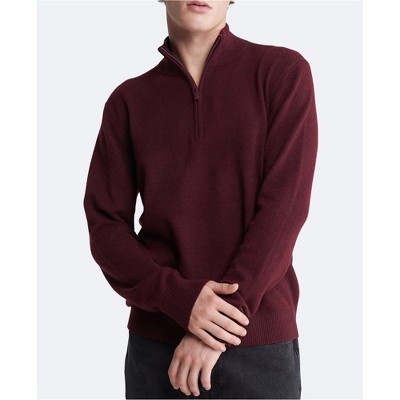 Calvin Klein Mens Ribbed Trim Quarter Zip Pullover Sweater