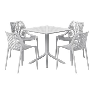 WestinTrends Playa 5-Piece Modern Square Patio Dining Table Set with Stackable Patio Dining Chairs - 1 of 4
