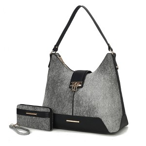 MKF Collection Graciela Women's Vegan Leather Color Block Hobo Shoulder Bag with Wallet by Mia K - 1 of 4
