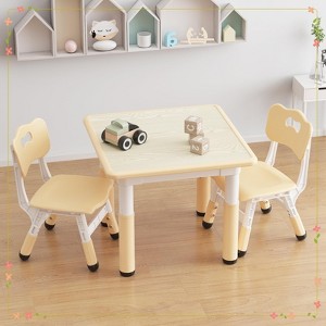Kids Table and 2 Chairs Set, Height Adjustable Toddler Table and Chair Set - 1 of 4