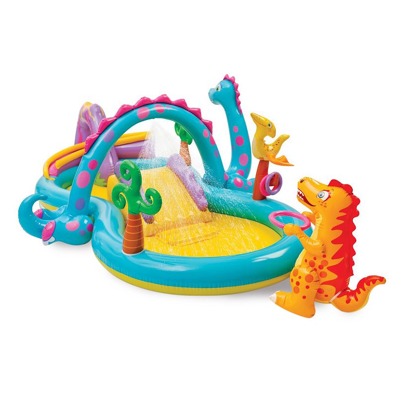 Intex Dinoland Play Center Kiddie Inflatable Pool and Dinosaur Water Splash Swimming Pool with Water Sprayers, Waterfalls, Slides, and Games, 3 of 7