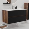 Akoasm 36 Inch Floating Bathroom Storage Cabinet With Integrated Ceramic Sink-Black+Walnut - 3 of 4