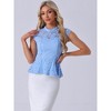 INSPIRE CHIC Women's Mock Neck Cap Sleeve Crochet Lace Peplum Blouse - 3 of 4
