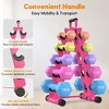 MOEPISY 5 Tier Dumbbell Rack Stand Only, A-Frame Design Weight Rack with Handle Pink - 3 of 4