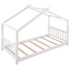 NicBex Twin Size Platform Bed 81.2" L Modern House-Shaped Pine Bed Frame with Headboard and Footboard for Bedroom, No Box Spring Required, White - 3 of 4