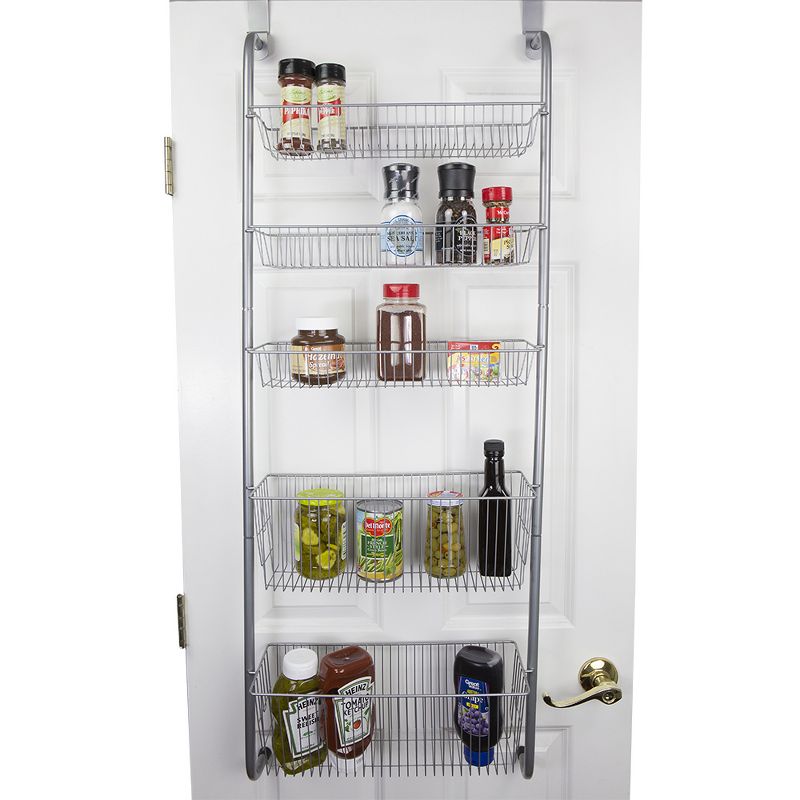 Home Basics Over the Door Kitchen Pantry Organizer, Grey, 3 of 10