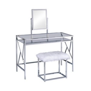 Burdette Contemporary Vanity Table Set Chrome - ioHOMES, Grey