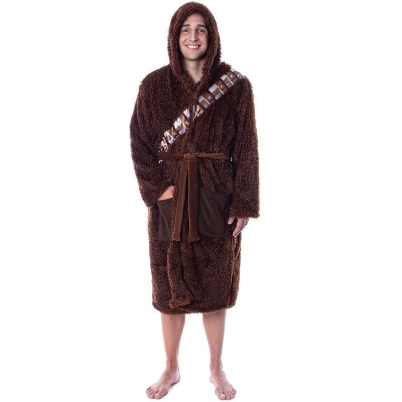 Star Wars Adult Unisex Chewbacca Costume Plush Fleece Robe Bathrobe Brown, 1 of 6