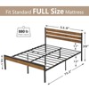 Full Bed Frame with Headboard Footboard, Rustic Brown Wood Metal Wrought Rod Slat Platform Farmhouse Bedframe - 2 of 4
