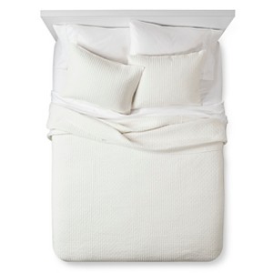 Cream Solid Quilt and Sham Set (Twin) 2pc - The Industrial Shop , Ivory