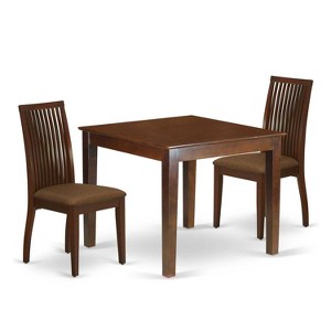 HomeStock 3-Pc Mahogany Finish Square Solid Wood Top Dining Table Set - 1 of 4