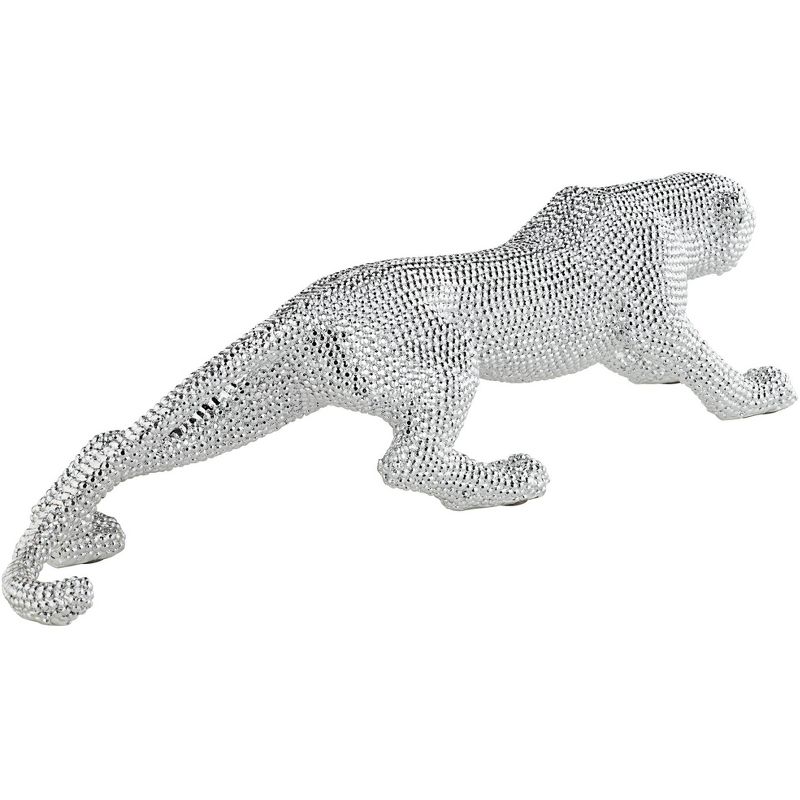 Studio 55D Prowling 23 1/2" Wide Electroplated Silver Leopard Sculpture, 5 of 8