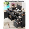 Dyonery 60" Farmhouse Executive Office Desk with Drawers and File Cabinet, Embossed Texture Wood Home Office Desk,Black/Brown/White and brown - 4 of 4