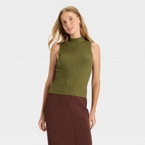 Women's Mock Neck Ribbed Sweater Tank - A New Day™ - 1 of 3