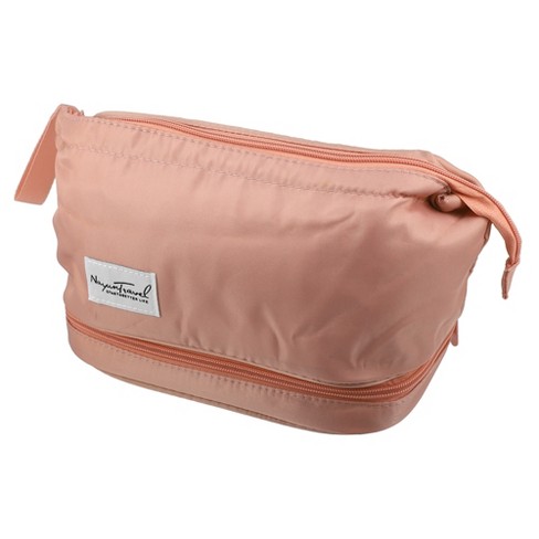 Unique Bargains Pu Leather Waterproof Makeup Bag Cosmetic Case Makeup Bag  For Women L Size Pink 1 Pcs : Target