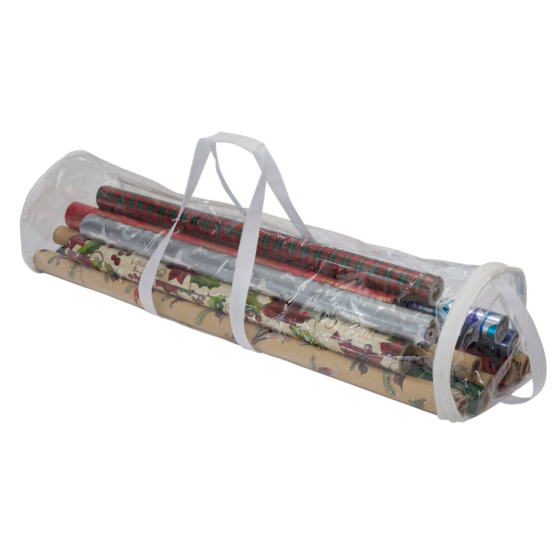 Gift Wrap Organizer - Simplify: PVC Clear Storage Bag for Rolls, Portable Holder with Zipper & Handles