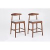 Walnut mid century modern design solid wood bar stool, upholstered bar stool with wooden legs - 4 of 4