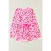 Pink Leopard Long Sleeve Satin Tie Shorts Two Piece Set - 3 of 4