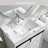SinCiDo 30" Farmhouse Bathroom Storage Cabinet, Bathroom Dressing Table with Sink, Sliding Barn Door, 3 Drawers and Adjustable Shelves,White - 4 of 4