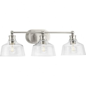 Progress Lighting Singleton 3-Light Vanity Fixture, Brushed Nickel, Clear Glass Shades - 1 of 3