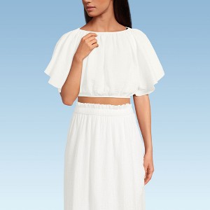 Lands' End Women's Cotton Gauze Dolman Sleeve Crop Cover Up Top - 1 of 4