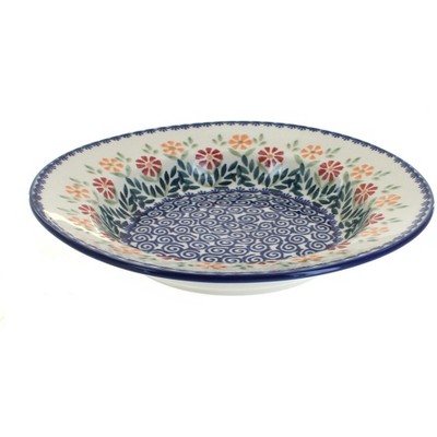 Blue Rose Polish Pottery Garden Bouquet Soup Plate