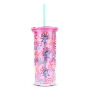 Silver Buffalo Disney Lilo & Stitch Christmas Stitch 20-Ounce Carnival Cup With Lid and Straw - 1 of 4