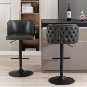 NicBex Swivel Bar Stools Set of 2,PU Counter Height Bar Stools with Back Tufted,Adjusatble Seat Height Bar Chairs for Dining Room,Kitchen,Cafe - 1 of 4