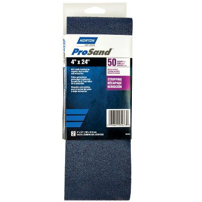 Norton ProSand 24 in. L X 4 in. W Zirconia Alumina Cloth Protable Sanding Belt 50 Grit Coarse 2 pk