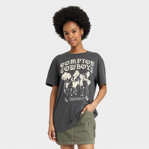 Women's Compton Cowboys Short Sleeve Oversized Graphic T-shirt - Black Xs :  Target