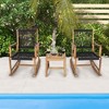 Tangkula 3 Piece Acacia Wood Rocking Chair Set w/ Coffee Table & All-Weather Rope Patio Poolside - 2 of 4