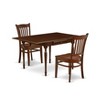 East West Furniture 3 Pc Kitchen Table set - Robust Two 9-Inch Drop Down Leaves Solid Wood Dinette Table & 2 Wooden Seat Dining Chairs,  White - 2 of 4