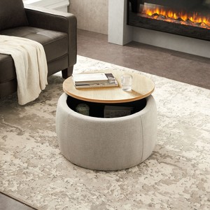 NicBex Modern Round Ottoman Coffee Table with Storage,Large End Table,Wooden Center Table for Living Room - 1 of 4
