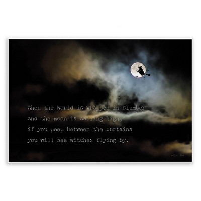 Stupell Industries Witch Flying By Moon Wall Plaque Art