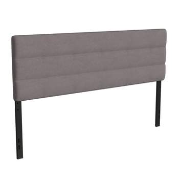 Emma and Oliver Modern Upholstered Headboard with Horizontal Line Stitching and Adjustable Height Rails
